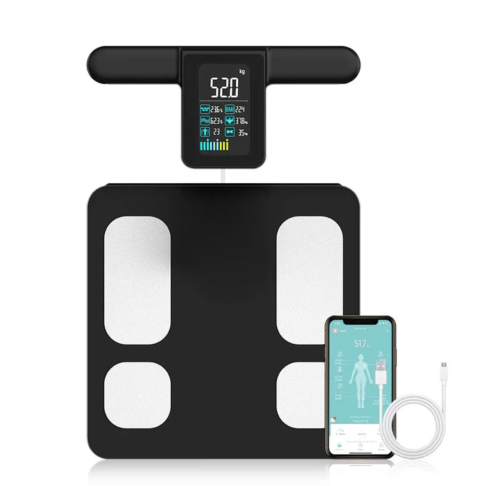 Black smart body fat scale with handles