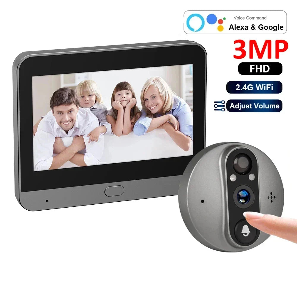 Smart Wi-Fi digital door viewer with camera and doorbell