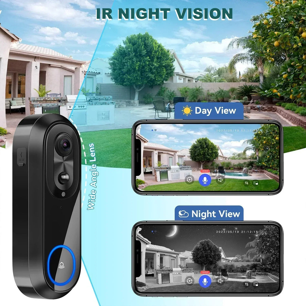 Smart Wi-Fi 1080p video doorbell
