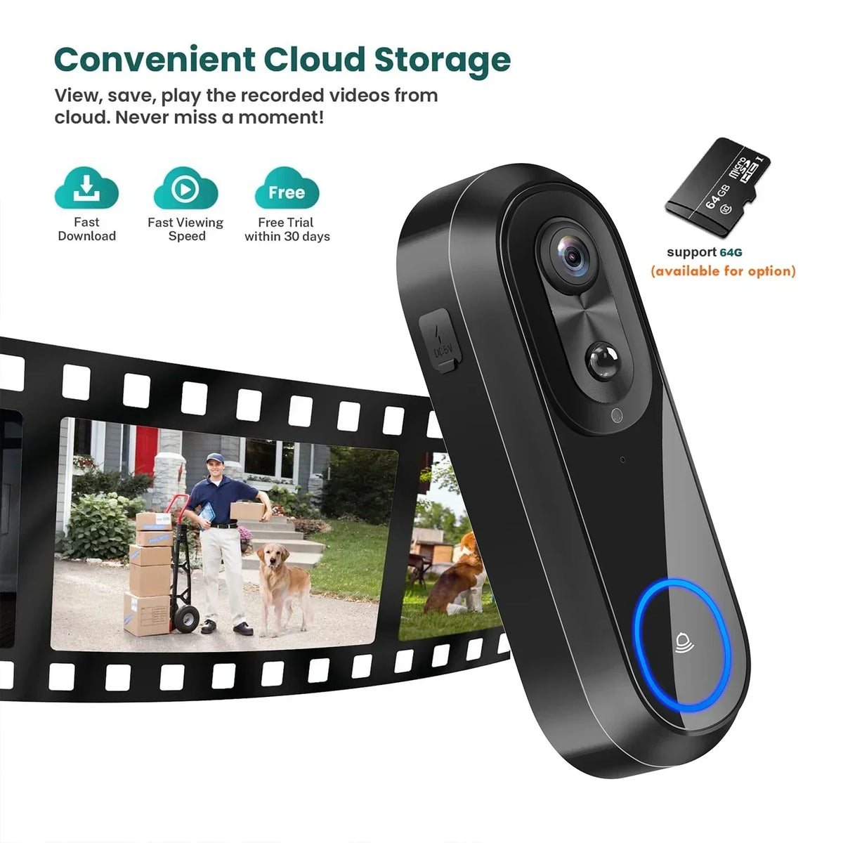 Smart Wi-Fi 1080p video doorbell