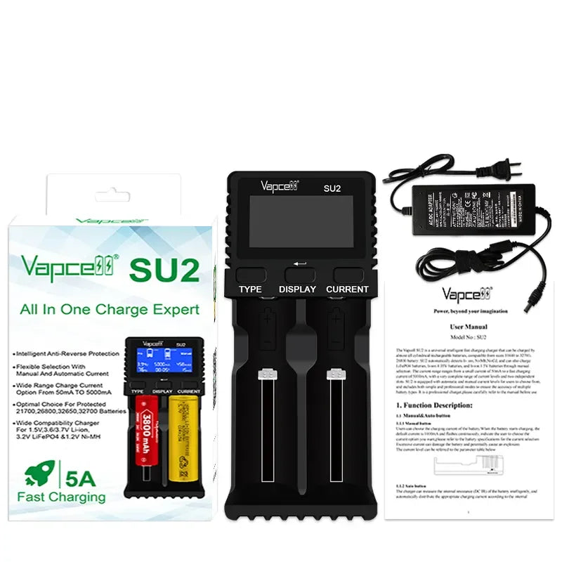 Vapcell SU2 smart two-slot charger