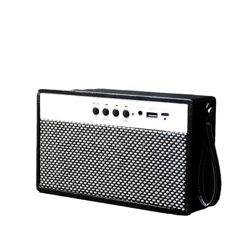 Przenośny mini głośnik Bluetooth w stylu retro, czarny