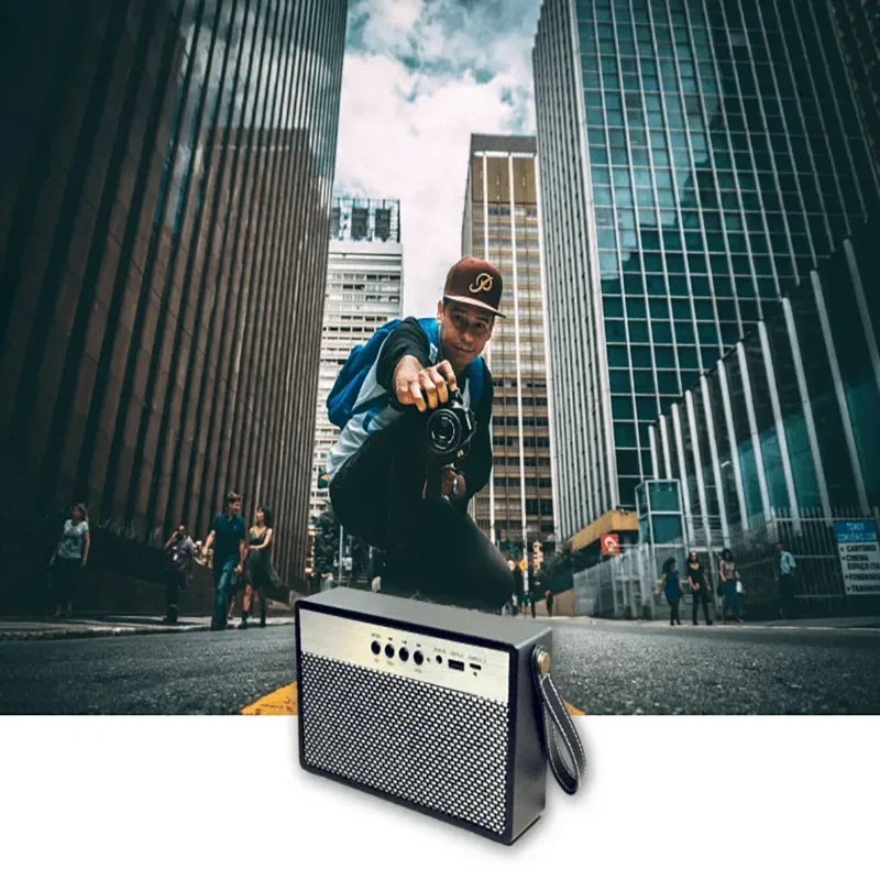 Przenośny mini głośnik Bluetooth w stylu retro, czarny