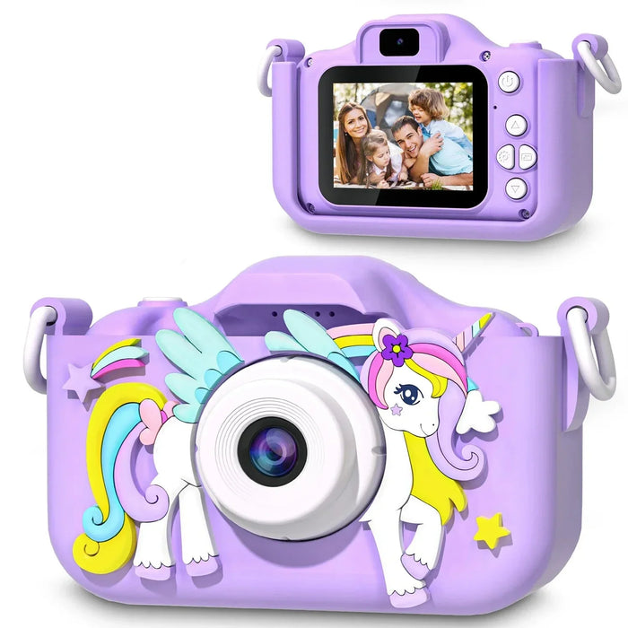Mini-appareil photo pour enfants licorne, Full HD 1080p et écran de 2 pouces
