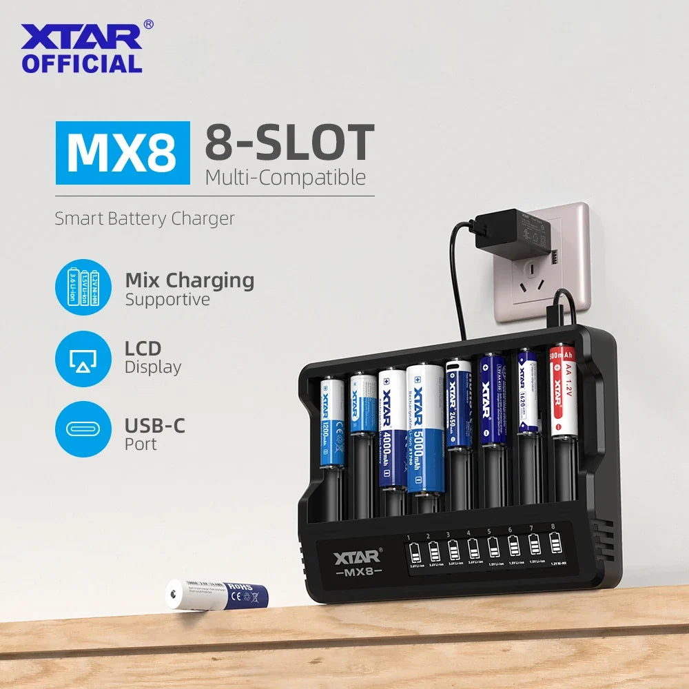 Chargeur intelligent de piles XTAR MX8