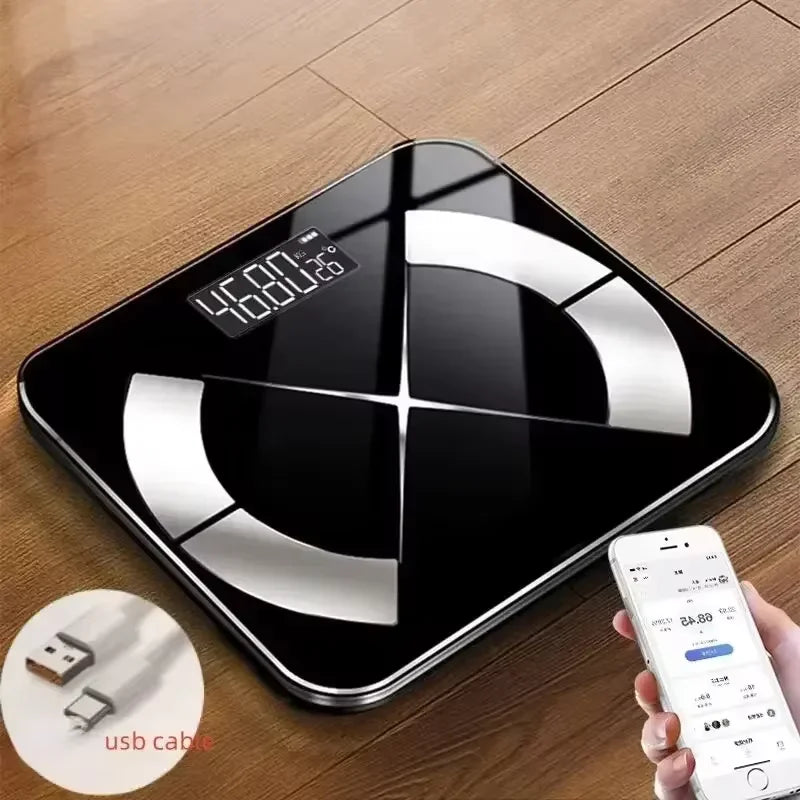 Inteligentna waga Bluetooth z analizą tkanki tłuszczowej, czarna