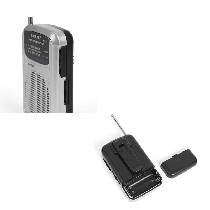 Silver pocket-sized portable multiband mini radio