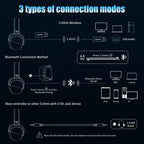 Orange wireless gaming headphones with two connection modes