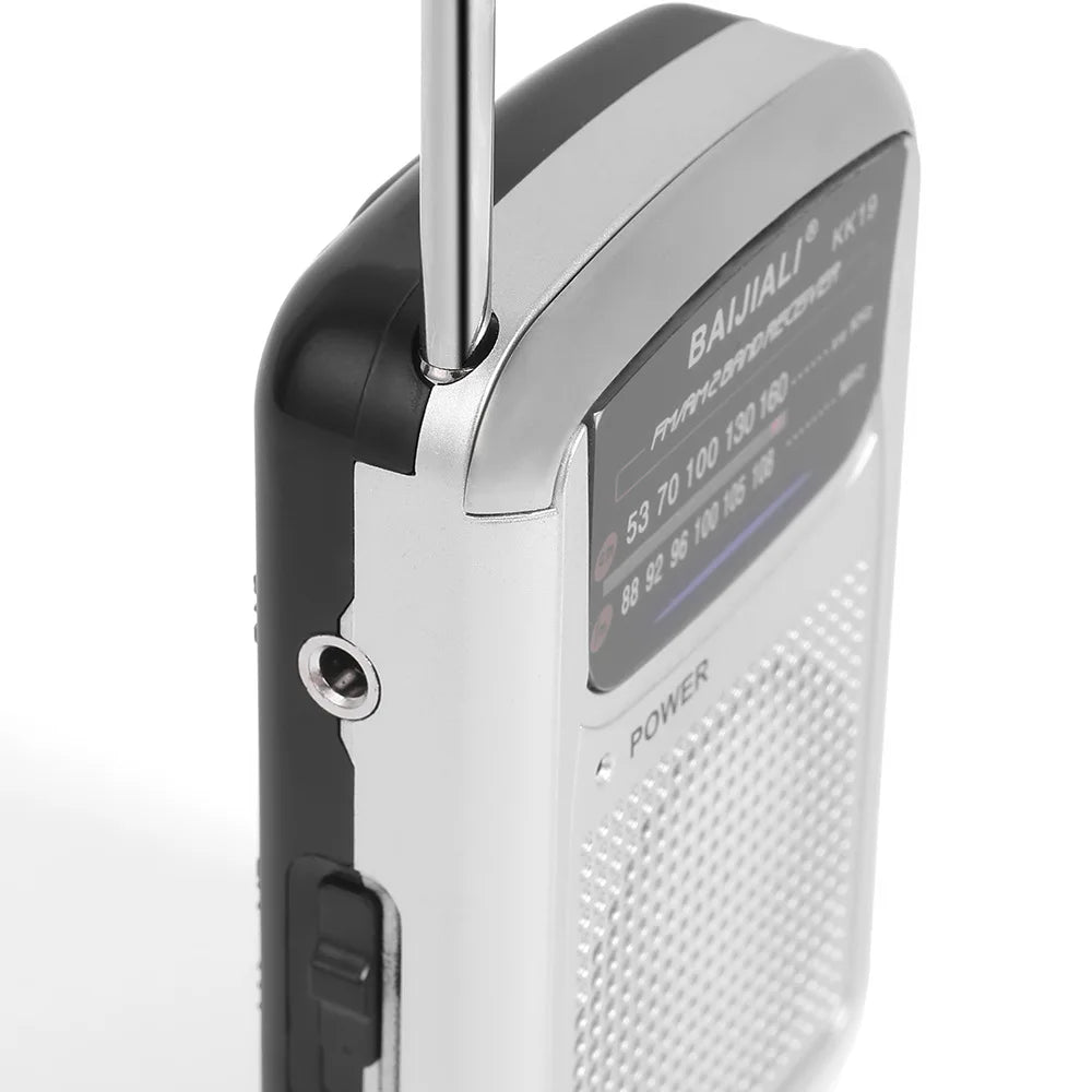 Silver pocket-sized portable multiband mini radio