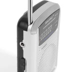 Silver pocket-sized portable multiband mini radio
