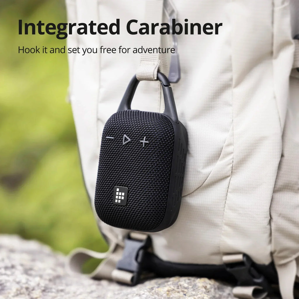 Black Bluetooth speaker with deep bass