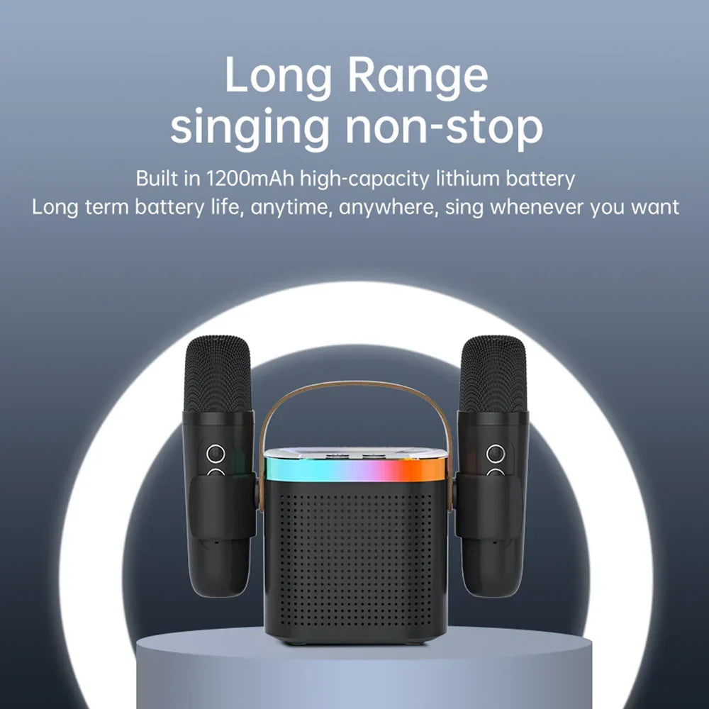 Portable Bluetooth karaoke system with microphones