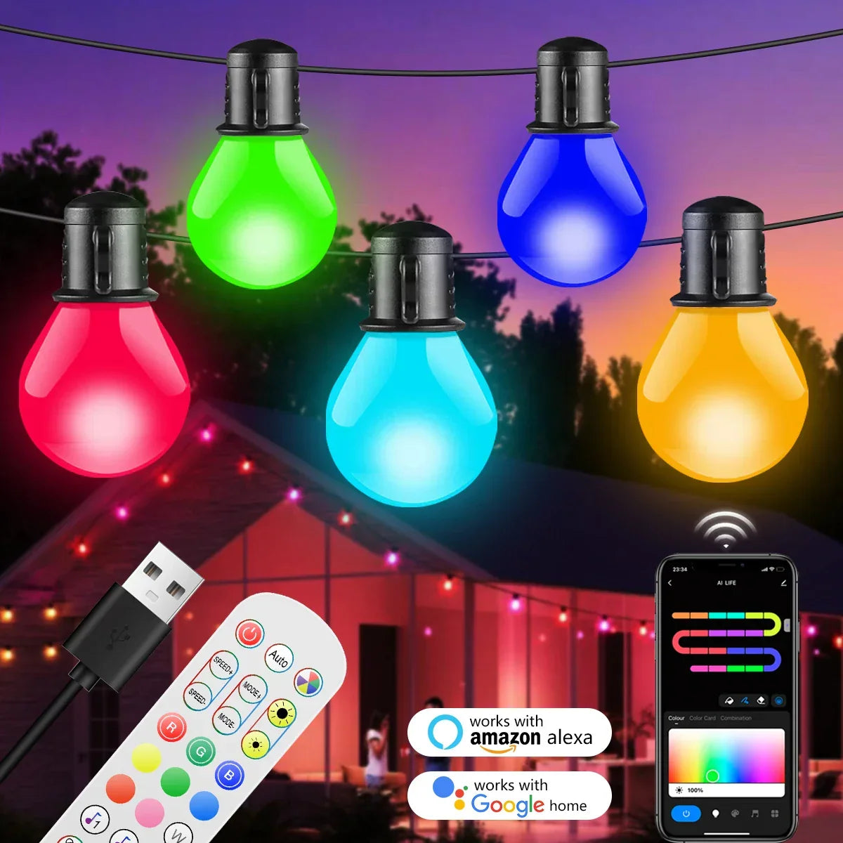 Guirlande LED intelligente avec Wi-Fi