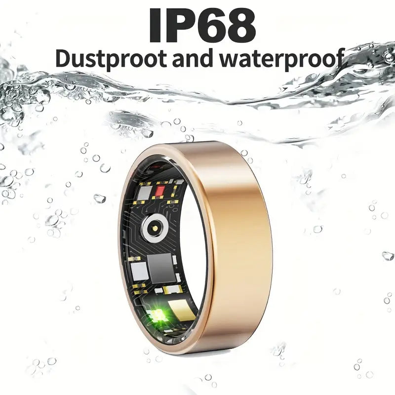Bague connectée d’activité physique avec boîtier de charge, dorée