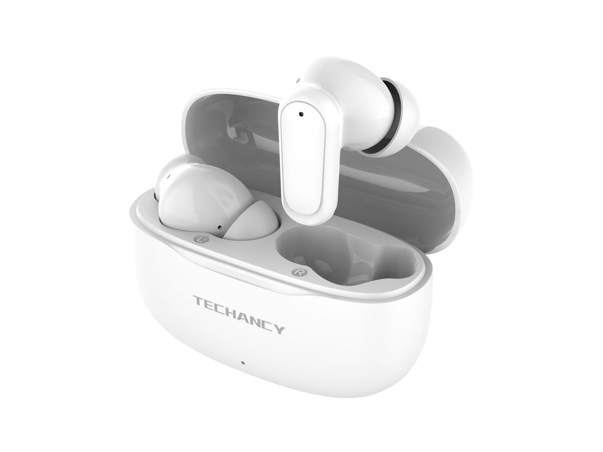 Słuchawki Techancy TWS KP2715 Bluetooth 5.4 z mikrofonem HD, białe