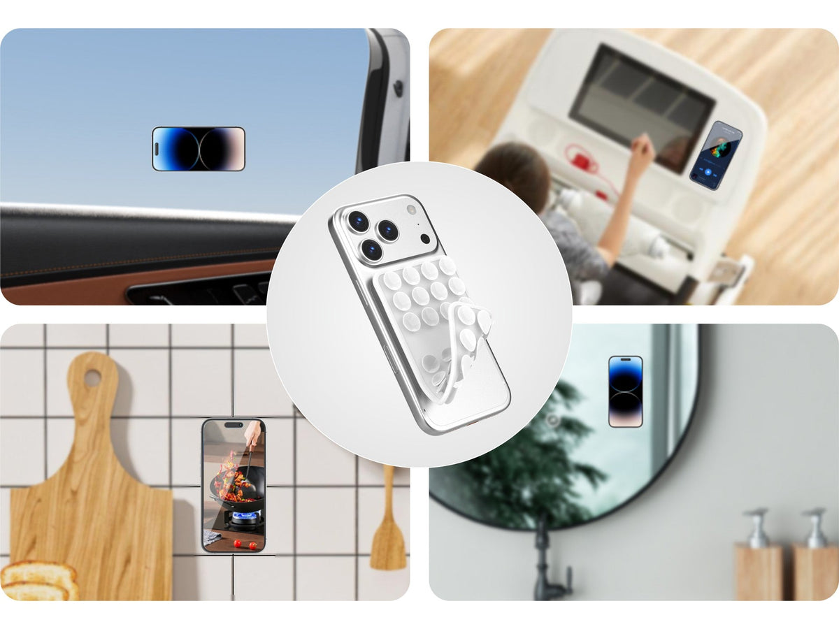 Silikonowy uchwyt Techancy TZ6303 z przyssawkami do telefonu i tabletu, biały