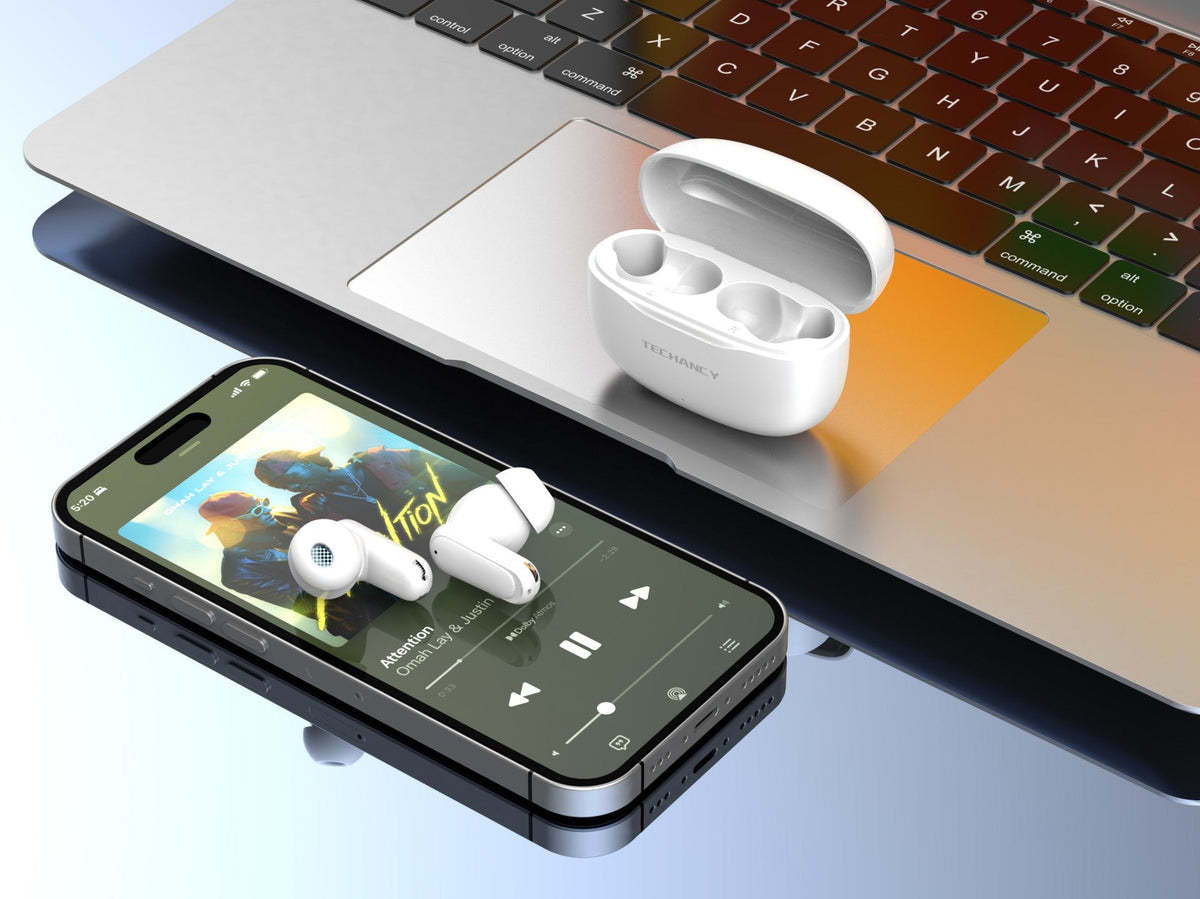 Słuchawki Techancy TWS KP2715 Bluetooth 5.4 z mikrofonem HD, białe