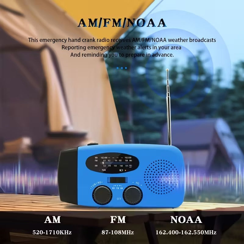 Emergency radio with torch and power bank